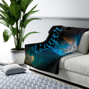 Bigger Blue Sherpa Fleece Blanket in 50” x 60”, 60” x 80”