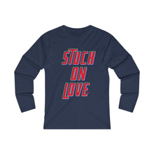 Load image into Gallery viewer, Stuck on Love Adult Female Fitted Long Sleeve Tee in White, Black, Sport Grey, Navy, Red
