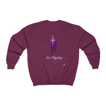 Load image into Gallery viewer, No Charge Adult Female Heavy Blend™ Crewneck Sweatshirt in Purple, Antique Sapphire, Forest Green, Dark Heather, Maroon, Navy, Orange, Red, Black
