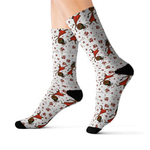 Load image into Gallery viewer, Choca Chocolate Baby Girl Adult Female Grey Sublimation Socks
