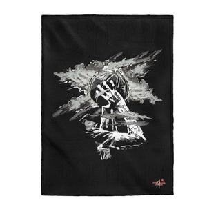 Heat Black/White Velveteen Plush Blanket in 30”x40”, 50”x60”, 60”x80”