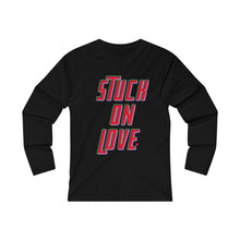 Load image into Gallery viewer, Stuck on Love Adult Female Fitted Long Sleeve Tee in White, Black, Sport Grey, Navy, Red
