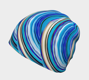 Blue Ripple Male, Female Beanie in Adult, Youth, Baby