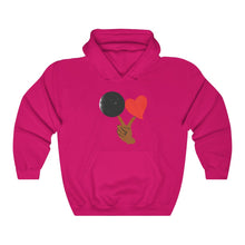 Load image into Gallery viewer, Black Love Adult Male Heavy Blend™ Hooded Sweatshirt in Black, Gold, Charcoal, Forest Green, Dark Heather, Maroon, Navy, Purple, Red, Royal, Sport Grey
