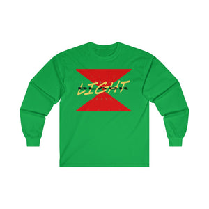 Black Light Adult Female Ultra Cotton Long Sleeve Tee in White, Gold, Green