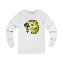 Load image into Gallery viewer, But God Adult Female Jersey Long Sleeve Tee in White, Athletic Heather, Black
