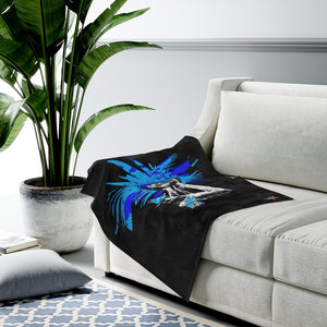 Heat Blue Velveteen Plush Blanket in 30”x40”, 50”x60”, 60”x80”