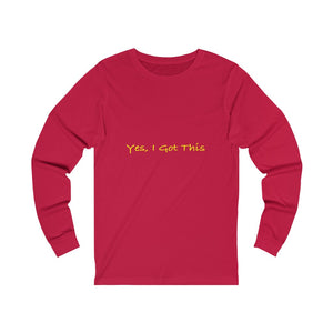 I Got This Adult Female Jersey Long Sleeve Tee in White, Athletic Heather, Red