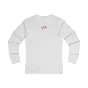 Struck By Love Adult Female Fitted Long Sleeve Tee in White, Black, Sport Grey, Navy, Red