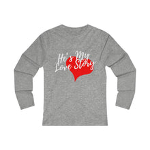 Load image into Gallery viewer, Love Story Adult Female Fitted Long Sleeve Tee Black, Sport Grey, Navy, Red
