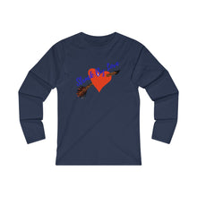 Load image into Gallery viewer, Struck By Love Adult Female Fitted Long Sleeve Tee in White, Black, Sport Grey, Navy, Red
