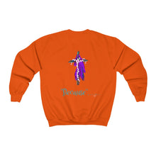 Load image into Gallery viewer, Because Adult Female Heavy Blend™ Crewneck Sweatshirt in Heliconia,  Ash, Forest Green, Antique Sapphire, Dark Heather, Maroon, Navy, Orange, Purple, Red, Sand, White, Black
