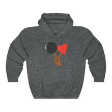 Load image into Gallery viewer, Black Love Adult Male Heavy Blend™ Hooded Sweatshirt in Black, Gold, Charcoal, Forest Green, Dark Heather, Maroon, Navy, Purple, Red, Royal, Sport Grey
