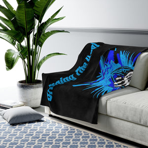 Heat Blue Bring It Velveteen Plush Blanket in 30”x40”, 50”x60”, 60”x80”