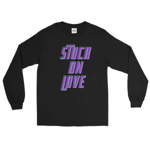 Stuck On Love Adult Male Long Sleeve Shirt in Black, Navy, Red, Royal, Military Green, Indigo Blue, Sport Grey, Light Blue, Sand, White