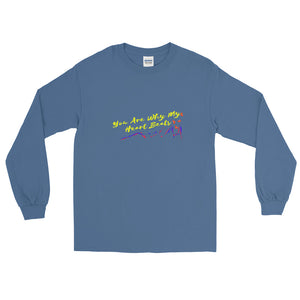 Heart Beats Adult Male  Long Sleeve Shirt in Black, Navy, Maroon, Red, Royal, Military Green, Indigo Blue, Sport Grey, Light Blue, Sand, White