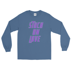 Stuck On Love Adult Male Long Sleeve Shirt in Black, Navy, Red, Royal, Military Green, Indigo Blue, Sport Grey, Light Blue, Sand, White