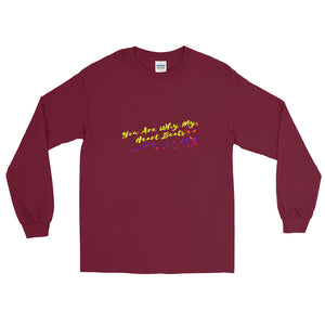 Heart Beats Adult Male  Long Sleeve Shirt in Black, Navy, Maroon, Red, Royal, Military Green, Indigo Blue, Sport Grey, Light Blue, Sand, White