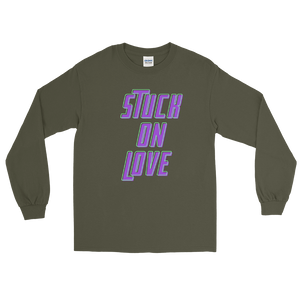 Stuck On Love Adult Male Long Sleeve Shirt in Black, Navy, Red, Royal, Military Green, Indigo Blue, Sport Grey, Light Blue, Sand, White