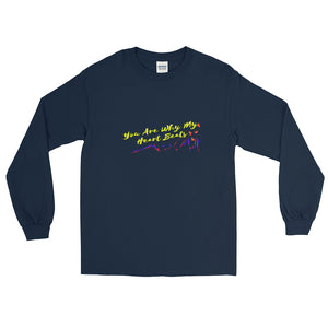 Heart Beats Adult Male  Long Sleeve Shirt in Black, Navy, Maroon, Red, Royal, Military Green, Indigo Blue, Sport Grey, Light Blue, Sand, White