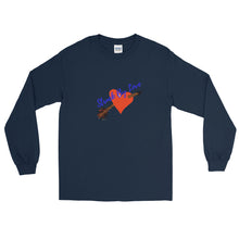 Load image into Gallery viewer, Struck By Love Adult Male Long Sleeve Shirt in Black, Navy, Maroon, Red, Indigo Blue, Sport Grey, Light Blue, Sand, White
