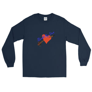 Struck By Love Adult Male Long Sleeve Shirt in Black, Navy, Maroon, Red, Indigo Blue, Sport Grey, Light Blue, Sand, White