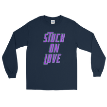 Load image into Gallery viewer, Stuck On Love Adult Male Long Sleeve Shirt in Black, Navy, Red, Royal, Military Green, Indigo Blue, Sport Grey, Light Blue, Sand, White
