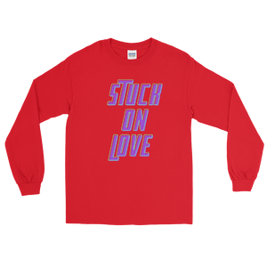 Stuck On Love Adult Male Long Sleeve Shirt in Black, Navy, Red, Royal, Military Green, Indigo Blue, Sport Grey, Light Blue, Sand, White