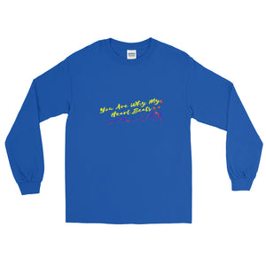 Heart Beats Adult Male  Long Sleeve Shirt in Black, Navy, Maroon, Red, Royal, Military Green, Indigo Blue, Sport Grey, Light Blue, Sand, White