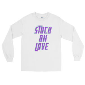 Stuck On Love Adult Male Long Sleeve Shirt in Black, Navy, Red, Royal, Military Green, Indigo Blue, Sport Grey, Light Blue, Sand, White