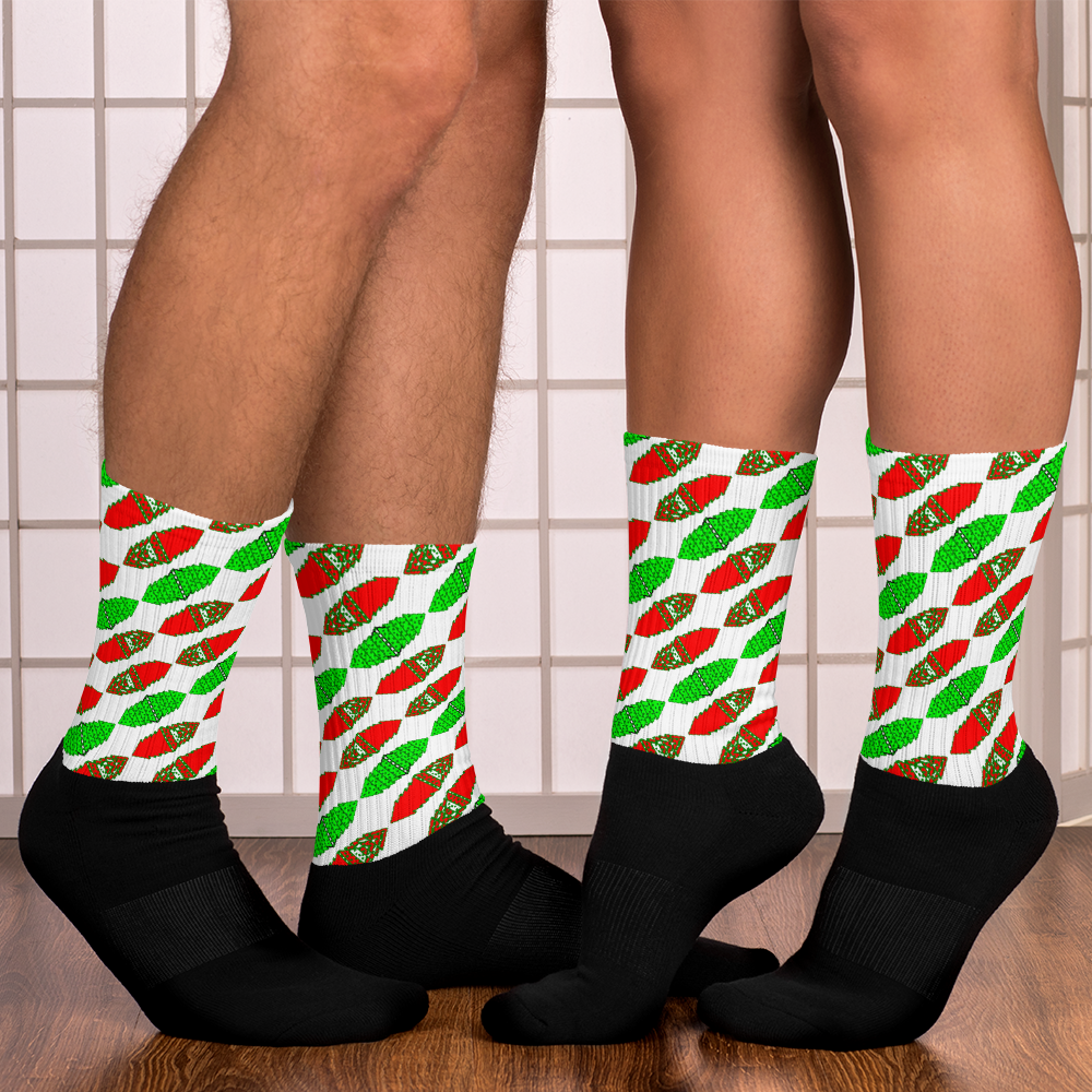 Cheer Green/Red Adult Male Socks